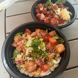 XL and L size- ahi with wasabi shoyu + Hawaiian Ahi & bluefin with spicy mayo XL and L size- ahi with wasabi shoyu + Hawaiian Ahi & bluefin with spicy mayo