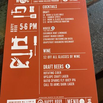 Work & Class - Happy Hour Menu - New American Near Me - Denver, Colorado Work & Class - Happy Hour Menu - New American Near Me - Denver, Colorado