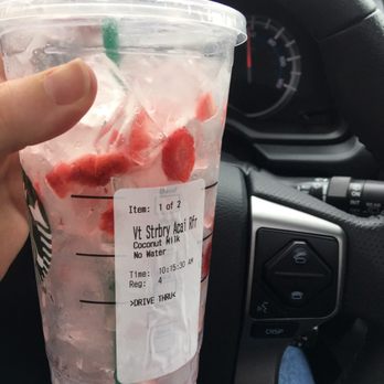 Starbucks - After a long wait I received a $5 cup of ice with a small amount of strawberry refresher. - Coffee & Tea Near Me - Camby, Indiana