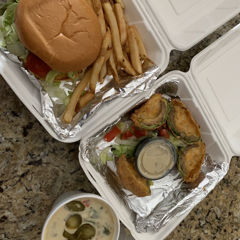 TwoRows Classic Grill - Definitely doesn't stack up to expectations! Plain Jane beyond burger, stuffed avocado , and Espinaca Queso Bowl - American Near Me - Allen, Texas TwoRows Classic Grill - Definitely doesn't stack up to expectations! Plain Jane beyond burger, stuffed avocado , and Espinaca Queso Bowl - American Near Me - Allen, Texas