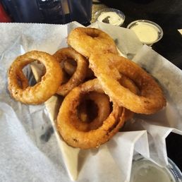 Onion rings battered. Onion rings battered.
