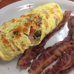 Western omelette with "cheese" and coffee bacon. Western omelette with "cheese" and coffee bacon.
