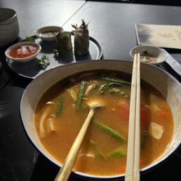 Tofu soup with veggie roll! The sauce is really tasty!!!! Tofu soup with veggie roll! The sauce is really tasty!!!!