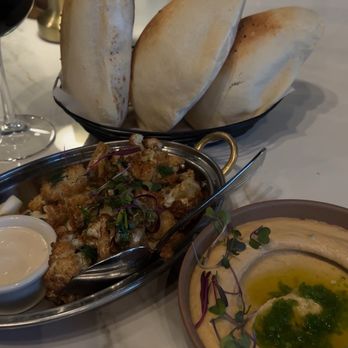 Ammatoli - Pita, Spicy Hummus Mezza, Fried Cauliflower Mezzacauliflower - Mediterranean Near Me - Long Beach, California