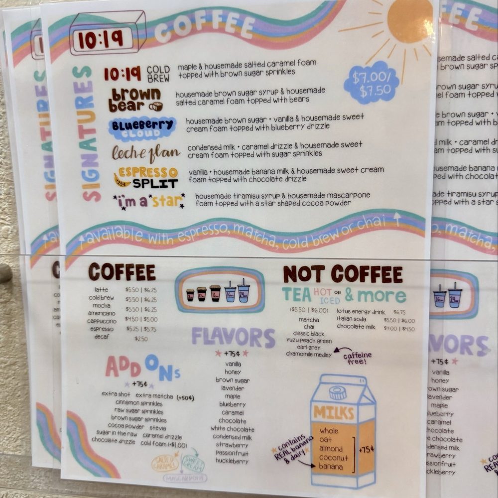 If you're "Blursula" blind like me, it's helpful they have menus on the side of the wall as you line up to order your coffee. If you're "Blursula" blind like me, it's helpful they have menus on the side of the wall as you line up to order your coffee.