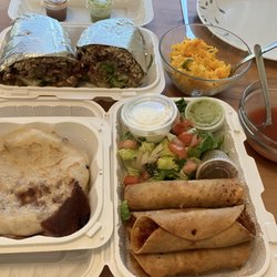 Pupusa, Burrito De Carne, Tacos Dorados