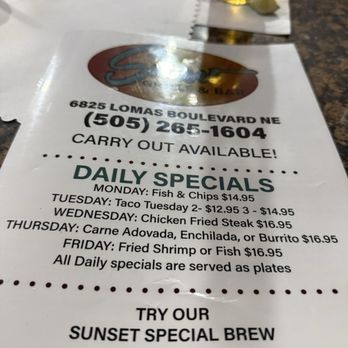 Sunset Grill and Bar - Daily specials- had the burger - Karaoke Near Me - Albuquerque, New Mexico