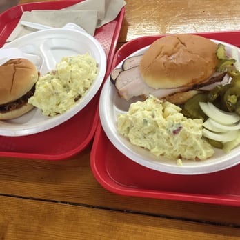 Lum's - One the right is the pulled pork sandwich and the left is the Turkey! Delish! - Barbeque Near Me - Junction, Texas