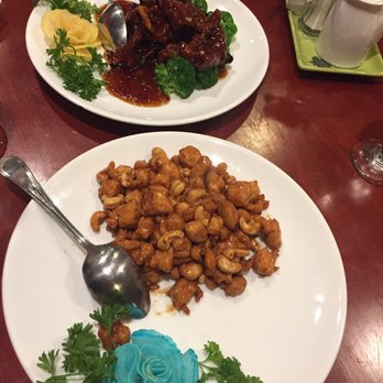 Kam Luang Kitchen - The chicken with cashew nuts we ordered with no veggies. The orange beef was delicious! - Chinese Near Me - Somerset, New Jersey