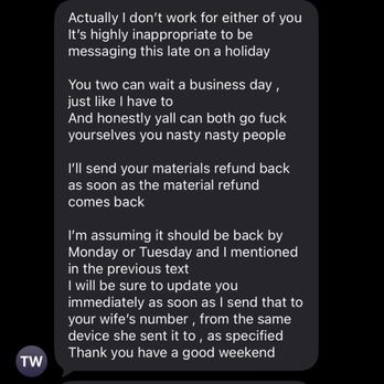 TGW Services - Text communication with Troy the owner of TGW services - Junk Removal & Hauling Near Me TGW Services - Text communication with Troy the owner of TGW services - Junk Removal & Hauling Near Me