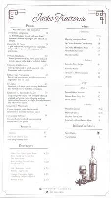 Menu photo 2 Jacks Trattoria Avalon, CA Menu photo 2 Jacks Trattoria Avalon, CA