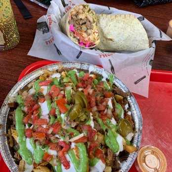 Fatima's Grill - Mixed Assad's fries and Shawarma mixed wrap - Mediterranean Near Me - Downey, California