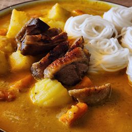 Curry Journey with roasted Duck and rice noodles. Curry Journey with roasted Duck and rice noodles.
