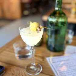 Parachute Hi Fi - Greek salad cocktail with olive, sport pepper and anchovy