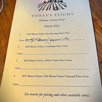 Beaux Frères - Today's Flight - Wineries Near Me - Newberg, Oregon Beaux Frères - Today's Flight - Wineries Near Me - Newberg, Oregon