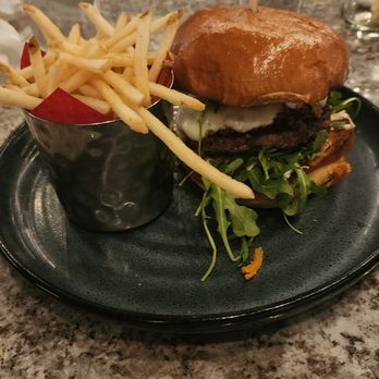 Rita's Cantina & Bar - Wagyu burger with provolone cheese, black truffle aioli, arugula, mushroom duxelle, crispy onions, side of french fries - Breakfast & Brunch Near Me - Scottsdale, Arizona Rita's Cantina & Bar - Wagyu burger with provolone cheese, black truffle aioli, arugula, mushroom duxelle, crispy onions, side of french fries - Breakfast & Brunch Near Me - Scottsdale, Arizona