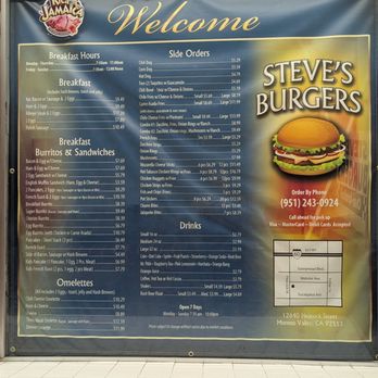 Steves Burgers - Breakfast menu - Burgers Near Me - Moreno Valley, California Steves Burgers - Breakfast menu - Burgers Near Me - Moreno Valley, California