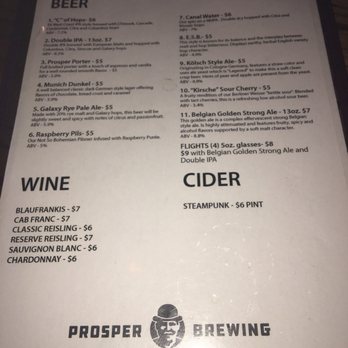 Prosper Brewing - Drink menu July 2019 - Brewpubs Near Me - North Tonawanda, New York