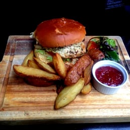 Chicken burger and "chips"