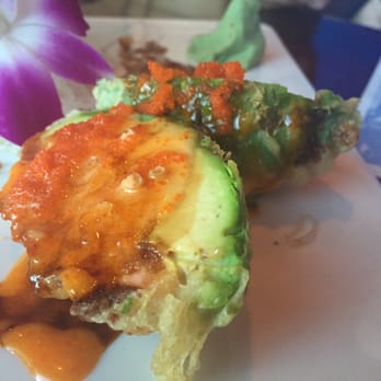 Cafe Asia 2 - Tempura avocado wedge with spicy salmon inside. - Sushi Bars Near Me - Roanoke, Virginia Cafe Asia 2 - Tempura avocado wedge with spicy salmon inside. - Sushi Bars Near Me - Roanoke, Virginia