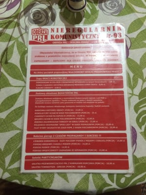 Menu photo 3 Oberża PRL Jedlina-Zdrój, DS