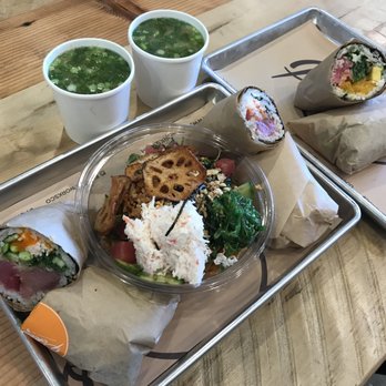 Pokeworks - poke w/ chips in the middle, burritos on the side - Poke Near Me - Irvine, California Pokeworks - poke w/ chips in the middle, burritos on the side - Poke Near Me - Irvine, California
