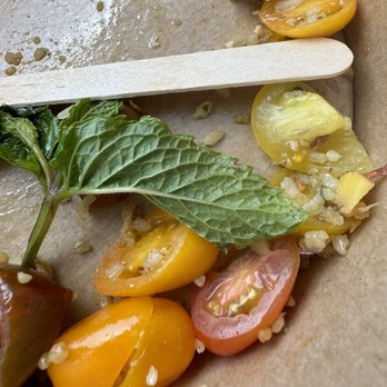 Chaumont - Mint garnish in tofu bowl not washed covered in dirt & insect eggs - Bakeries Near Me - Santa Monica, California Chaumont - Mint garnish in tofu bowl not washed covered in dirt & insect eggs - Bakeries Near Me - Santa Monica, California