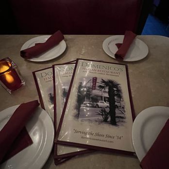 Domenico's Belmont Shore - Menu and place setting at booth in restaurant - Pizza Near Me - Long Beach, California
