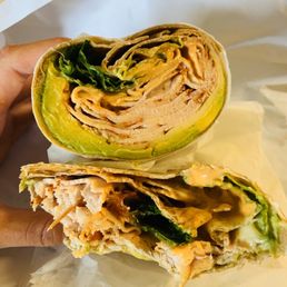 Cracked pepper turkey & pepper jack wrap with that avocado generously Stacked!!! Cracked pepper turkey & pepper jack wrap with that avocado generously Stacked!!!