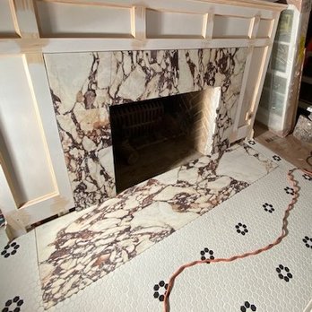 Marble Emporium - Calacatta Red Marble Fireplace Surround and Hearth - Countertop Installation Near Me - Northbrook, Illinois Marble Emporium - Calacatta Red Marble Fireplace Surround and Hearth - Countertop Installation Near Me - Northbrook, Illinois