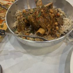 Lamb shank with biriyani