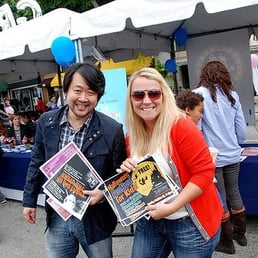 Dae Jung & Jennifer Graffius of Pilgrim School, seen at the Larchmont Village Family Fair