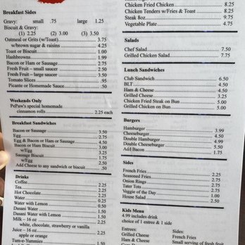 Debbies Restaurant - Back of menu - Breakfast & Brunch Near Me - Glen Rose, Texas