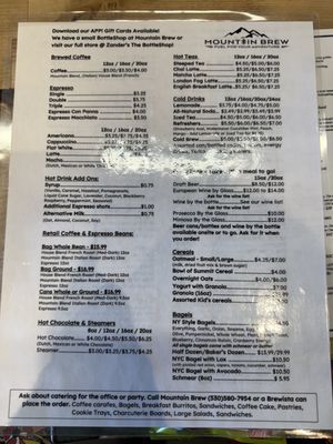 Menu photo 1 Mountain Brew Truckee, CA