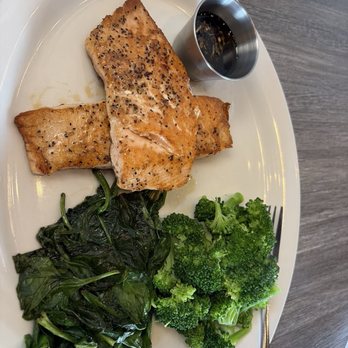 Jaimes Bistro - Salmon, broccoli, spinach and a dip that was so delicious! - Breakfast & Brunch Near Me - Crandall, Texas Jaimes Bistro - Salmon, broccoli, spinach and a dip that was so delicious! - Breakfast & Brunch Near Me - Crandall, Texas