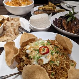 Indonesian fried rice at the front Indonesian fried rice at the front