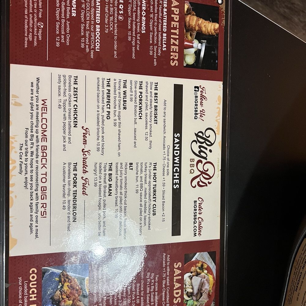 Big R's BBQ - Menu as of 05/30/2024 - Barbeque Near Me - Joplin, Missouri