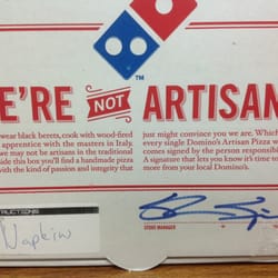 Domino's Pizza - Artisan pizza box