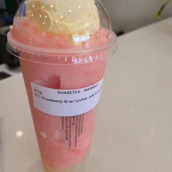 Sharetea - strawberry, lychee jelly and ice cream - Bubble Tea Near Me - Aiea, Hawaii Sharetea - strawberry, lychee jelly and ice cream - Bubble Tea Near Me - Aiea, Hawaii