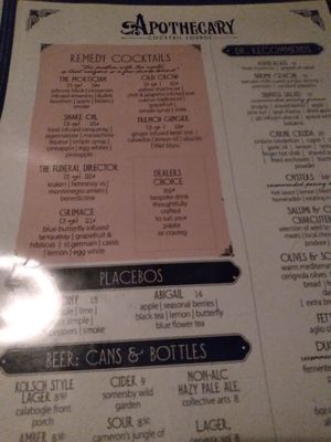 Menu photo 2 Apothecary Lounge Ottawa, ON