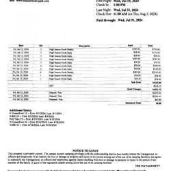 Thunderbird RV Park - Was charged daily & weekly rates & was told no refunds because this was one stay.