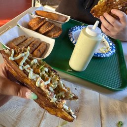 Beef Patacon, Nutella Tequenos, Pastelitos, Ground Beef Empanada Beef Patacon, Nutella Tequenos, Pastelitos, Ground Beef Empanada