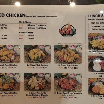Vons Chicken - Menu - Chicken Shop Near Me - Torrance, California Vons Chicken - Menu - Chicken Shop Near Me - Torrance, California