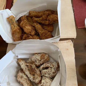 Vons Chicken - From bottom to top: Honey Butter Chicken Half, Crispy Fried Chicken Full, and Sweet Potato Fries - Chicken Shop Near Me - Sunnyvale, California Vons Chicken - From bottom to top: Honey Butter Chicken Half, Crispy Fried Chicken Full, and Sweet Potato Fries - Chicken Shop Near Me - Sunnyvale, California