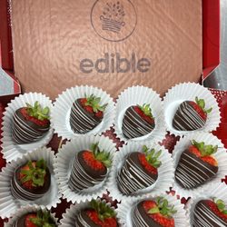 Edible Arrangements - Chocolaate covered strawberries with white chocolate swizzled