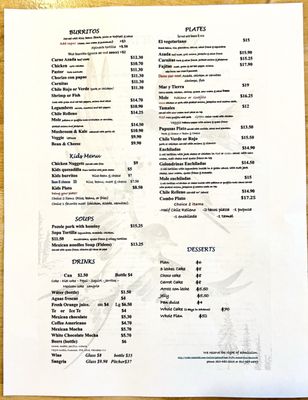 Menu photo 2 Golondrinas Mexican Grill Oakland, CA