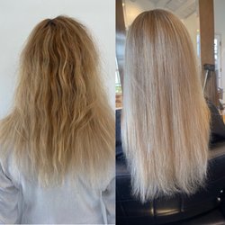 Misca Hair Salon - Before hair extensions 6 weeks later