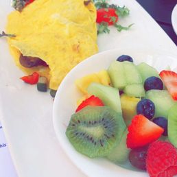 My entree veggie omelette and side of fruit