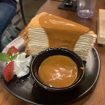 U :Dessert Story - thai tea crêpe ($13) | so bad... my friend and i barely touched the cake itself. loved the sauce though - Desserts Near Me - Berkeley, California U :Dessert Story - thai tea crêpe ($13) | so bad... my friend and i barely touched the cake itself. loved the sauce though - Desserts Near Me - Berkeley, California
