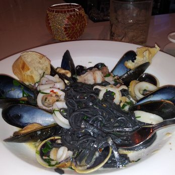 The Shell Restaurant - Squid Ink Linguine with Clams, Mussels and Calamari - Seafood Near Me - New York, New York
